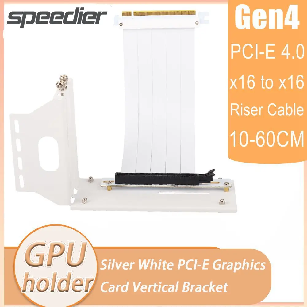 Riser White PCI-E 4.0 Riser High Speed PC Graphics Cards PCI Express Extender 16x GPU Riser Cable With Vertical Base ATX Chassis