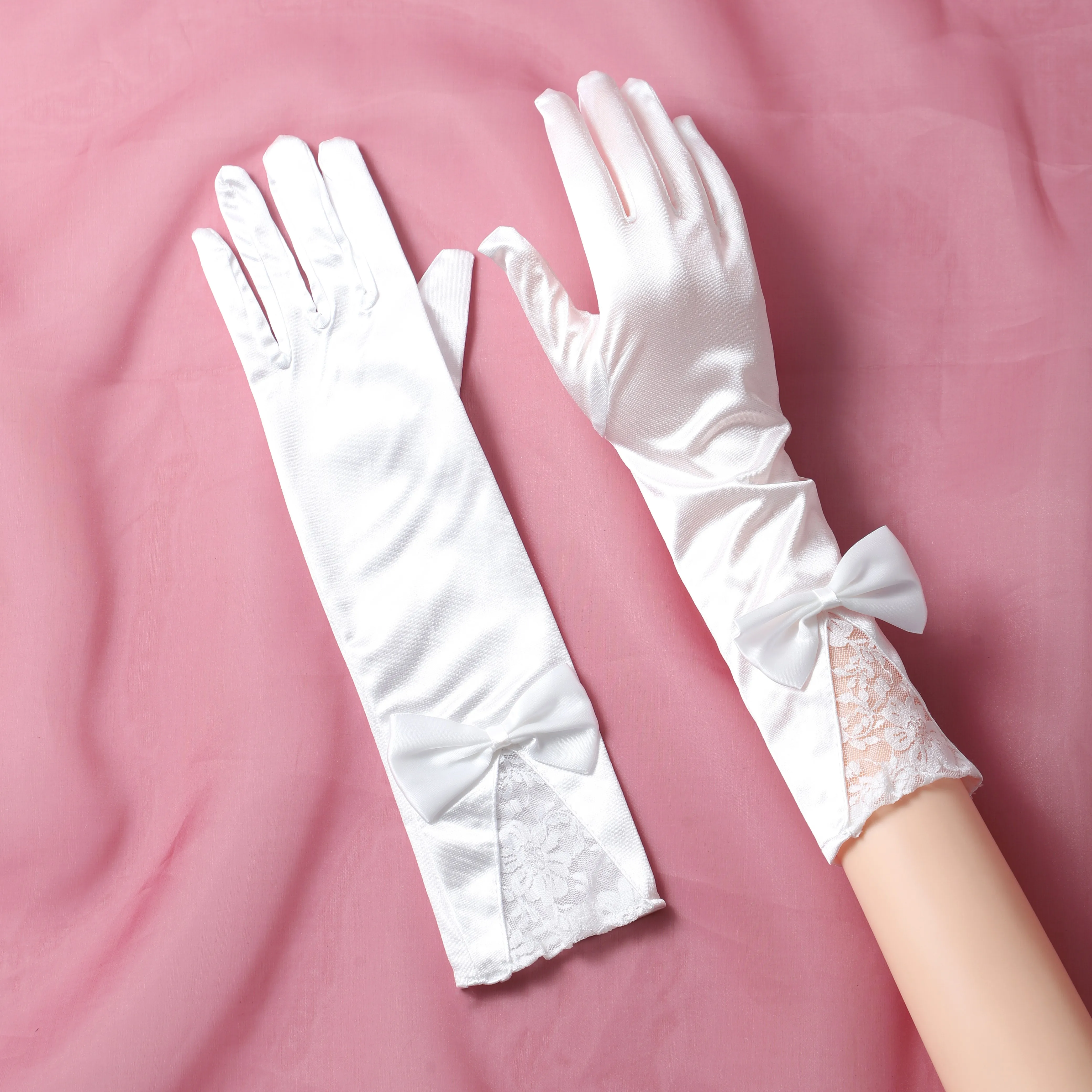 New super fairy white lace tulle long bridal photo wholesale gloves