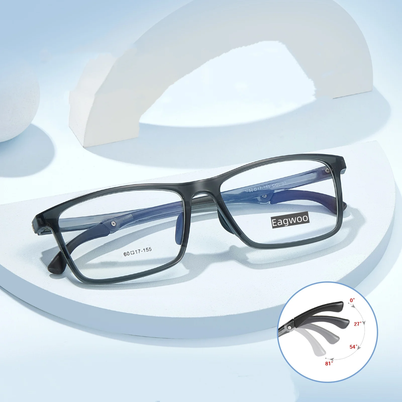 Eyeglasses Full Rim Optical Frame Prescription Frame Wide Big Face Suitable Super Light 155mm Temple 60mm Wide Sports Glasses