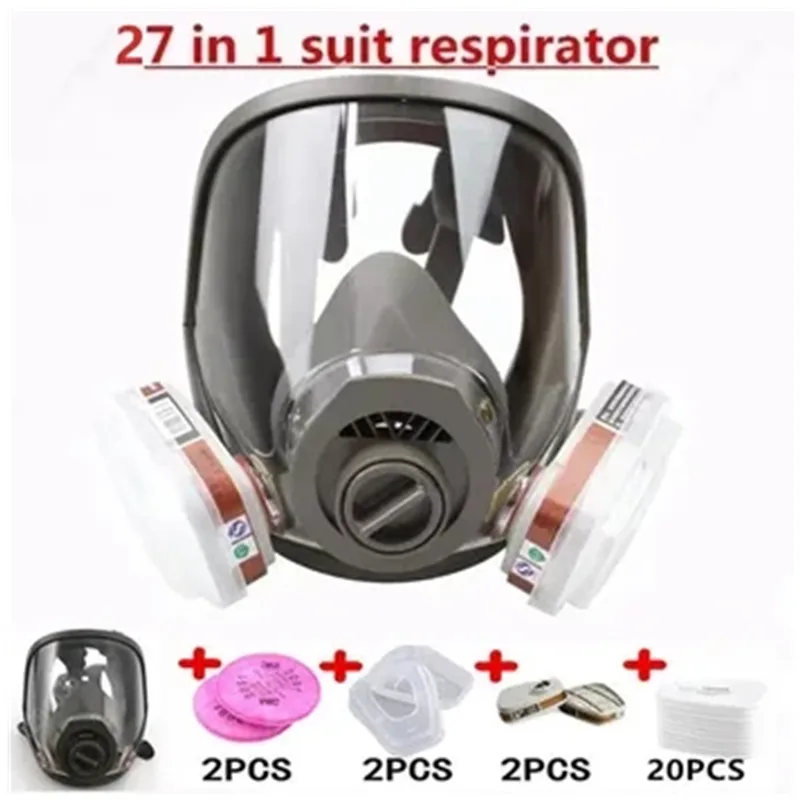 3 interface 6800 Industrial Paint Respirator Gas Mask 27 in 1 Set Safe Work Filter Dust Full Face Mask Replacement