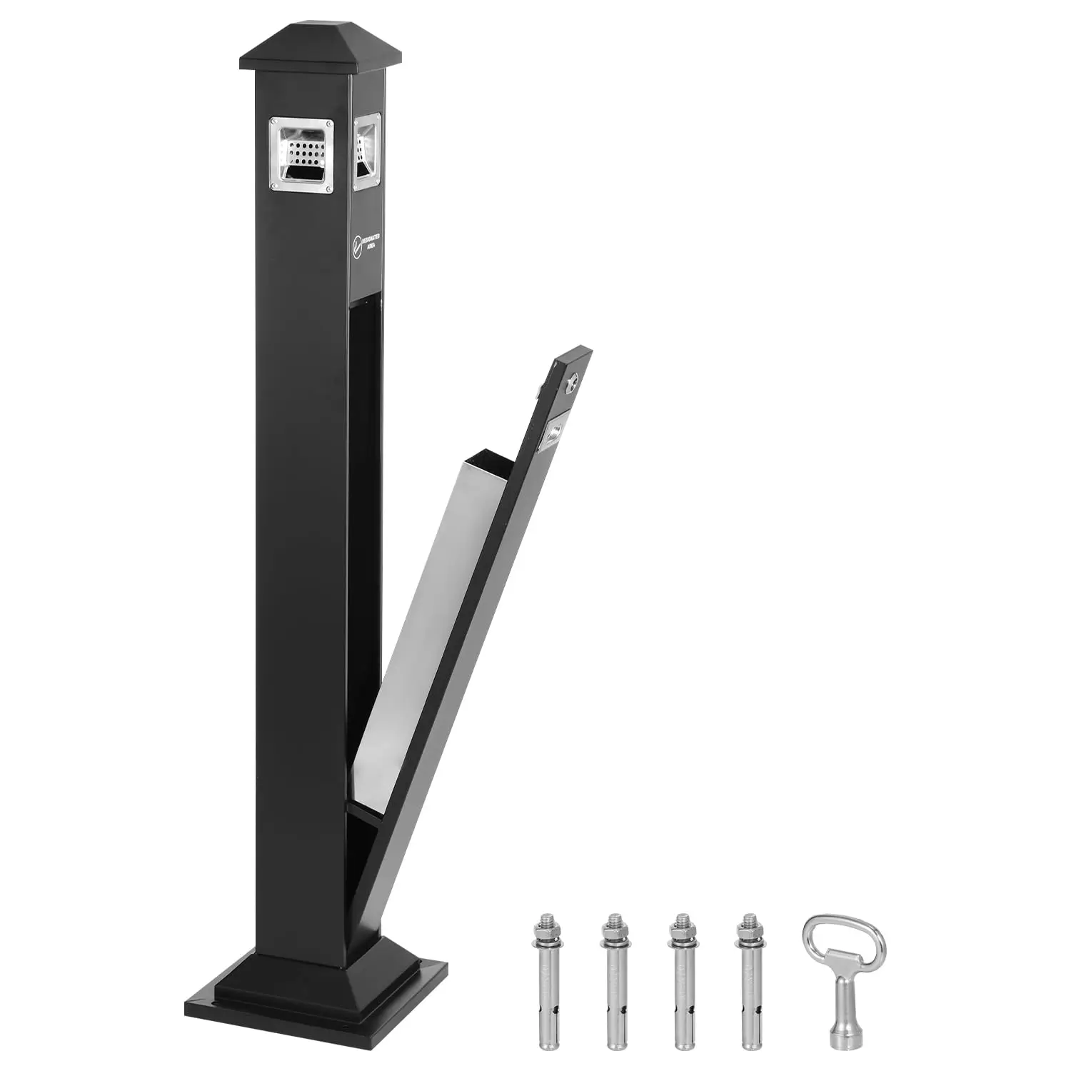 

Уличный урна-пепельница из нержавеющей стали повышенной прочности с замком, четырехсторонним входом, всепогодная, для использования на улице