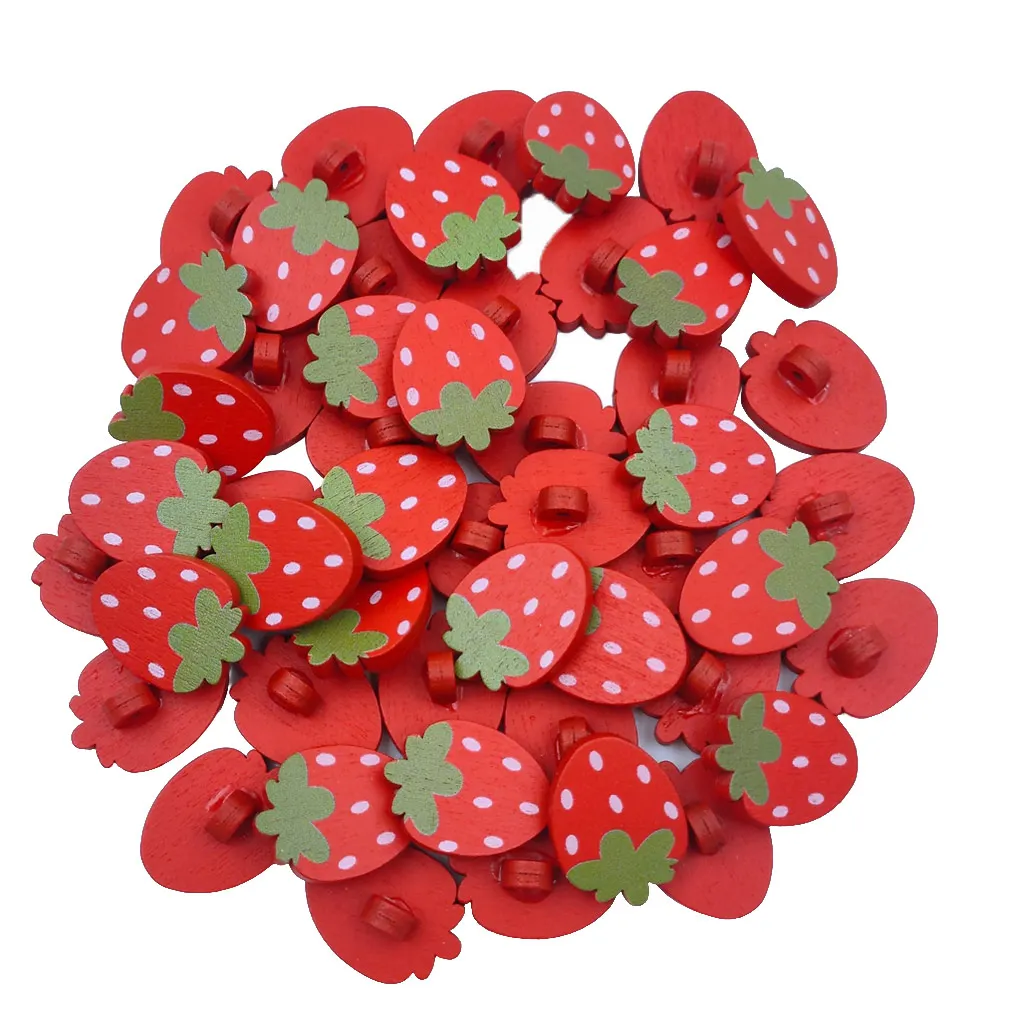 50 Pieces Strawberry Buttons Decorative Accessories Sewing Fastener Beautiful Kids DIY Button Needlework Garment Shoes