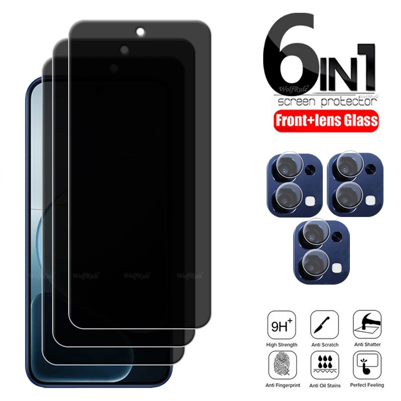 6in1 For OPPO A6 Pro 5G Glass OPPO A6 Pro 5G Global Tempered Glass 9H Privacy Anti-Spy Screen Protector OPPO A6 Pro 5G Len Glass