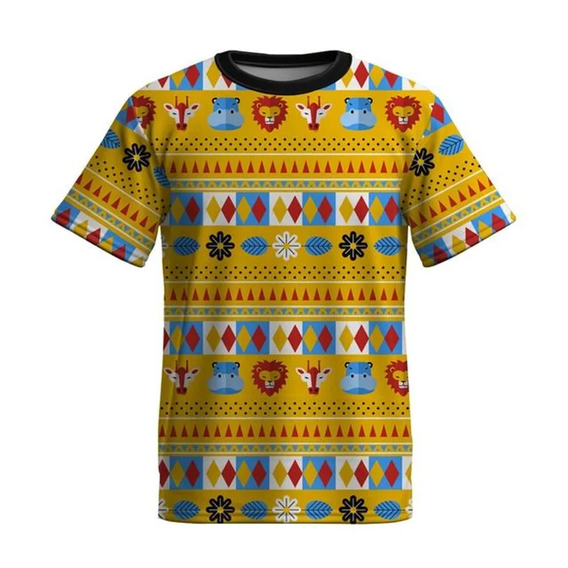 Summer African Tribal T-Shirts Ethnic Style 3D Printed Men Women Fashion Oversized Short Sleeve T Shirt Kids Tees Tops Clothing