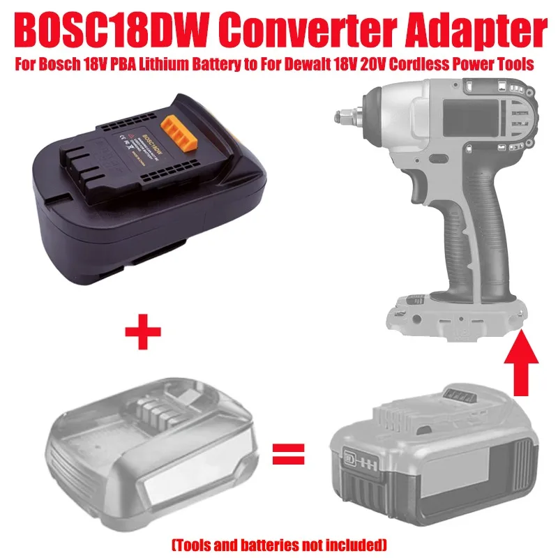 HAKSINKY Power Tool Battery Adapter BOSC18DW for Bosch 18V PBA Lithium Battery Convert To for Dewalt 18V 20V Cordless Power Tool