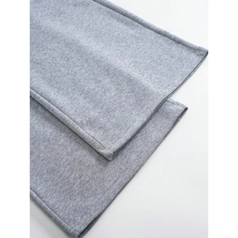 بنطال رياضي نسائي كاجوال برباط مطبوع، رمادي فاتح فضفاض مع خصر مرن، أنماط جديدة للخريف والشتاء #3