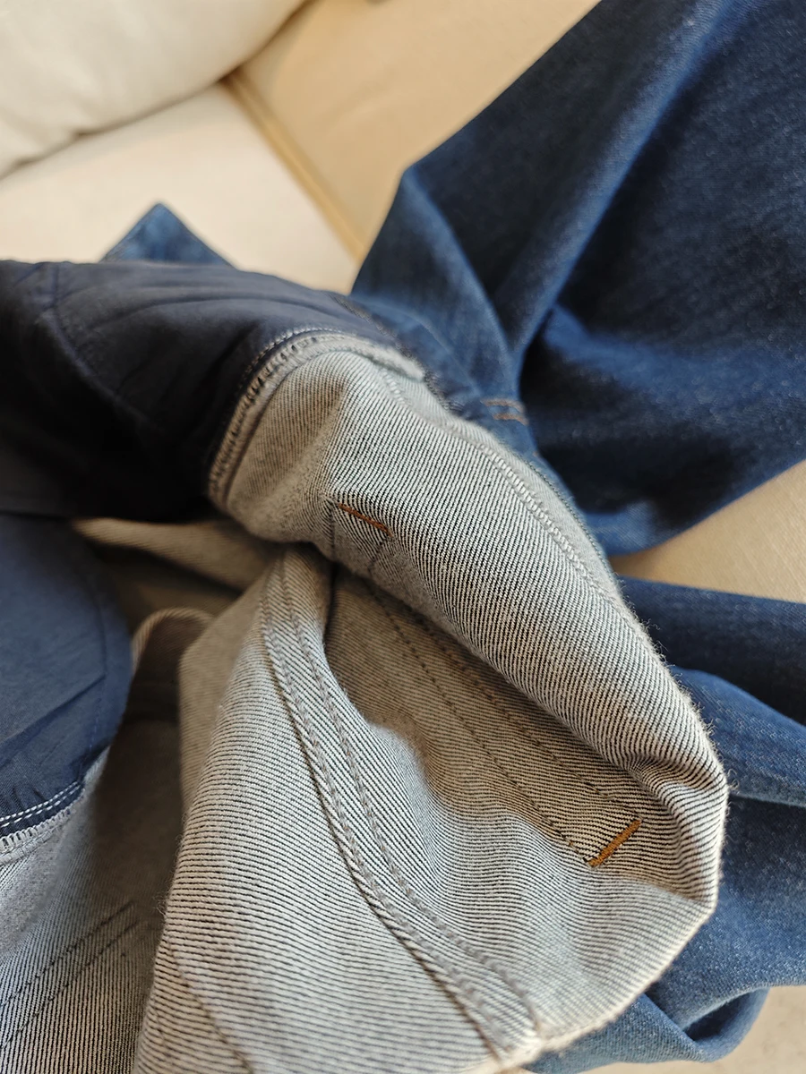 

Джинсы Deep Blue Curved Knife, повседневные, свободного кроя, из хлопкового стрейч-денима, весна-осень, женские, премиум-качество, модель «Бананы»