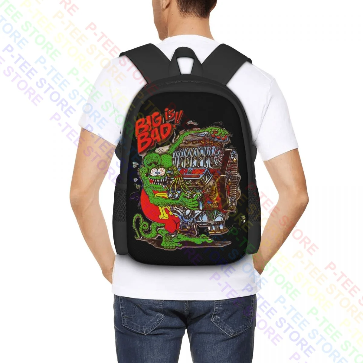 Ed Big Daddy Roth Rat Fink Outrageous Hot RodBackpack Large Capacity Travel Clothes Backpacks