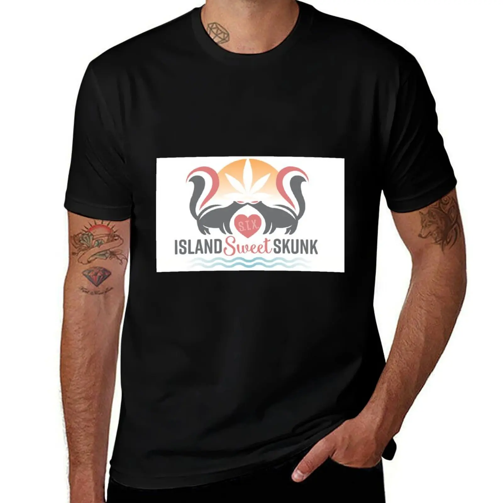 Island Sweet Skunk T-Shirt Daily Work Short Sleeve Top