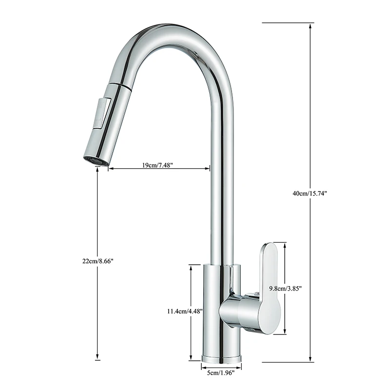 Chrome Pull Out Kitchen Faucets 360° Rotation Kitchen Mixer Tap Single Lever Mixer Tap Kitchen Sink Cold Hot Water Tap