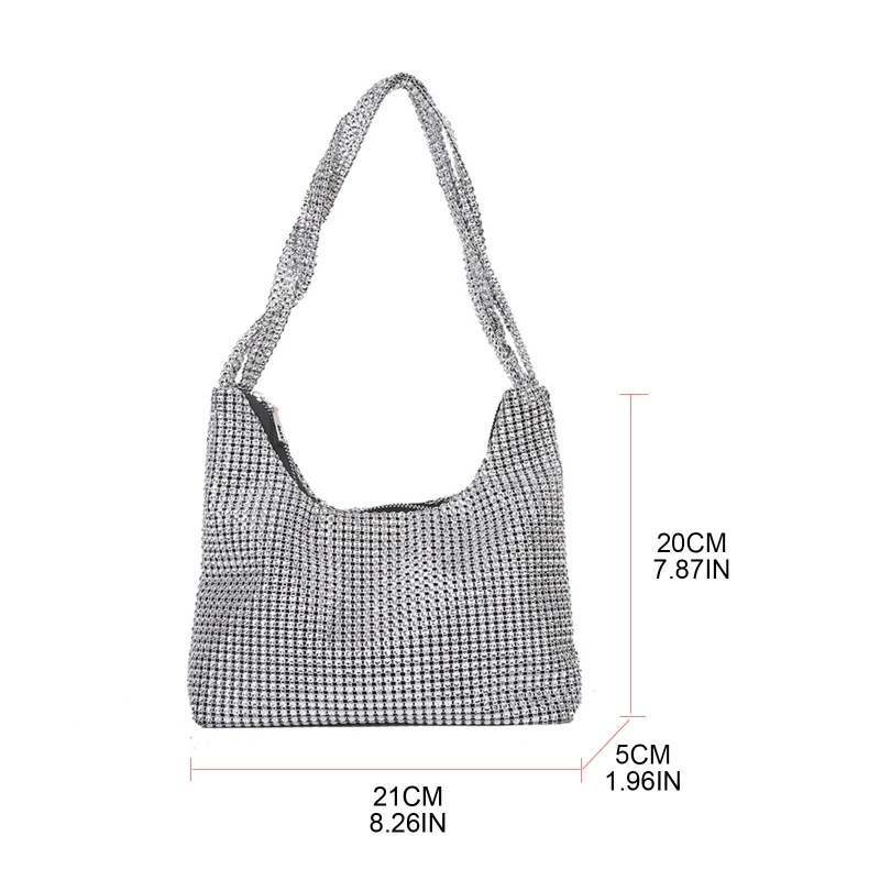 Elegant Silver Evening Bag Handbag for Rhinestone Shoulder Bag for Best Friends