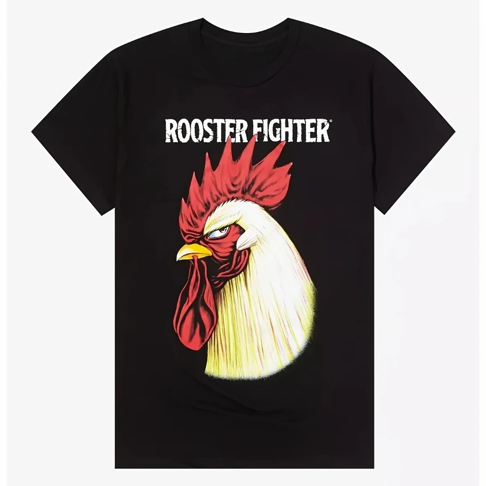 Men'S Retro Keiji Anime Rooster Fighter T-Shirt Loose Fit Short Sleeve Tee with Manga Artwork Casual Sportswear