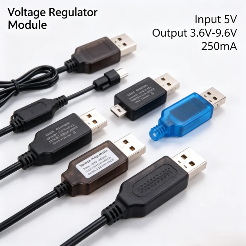USB Charger Cable for NiMH NiCd 3.6-9.6V 250mA Battery SM 2P Forward Plug Remote Control Car Electric Toy Charging Power Cord