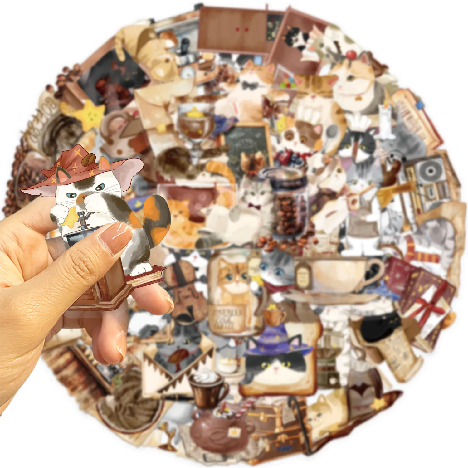 50PCS Spaß Cartoon Magische Katze Aufkleber Scrapbooking Collage Material Telefon Fällen Gitarre Notebooks DIY Dekorative
