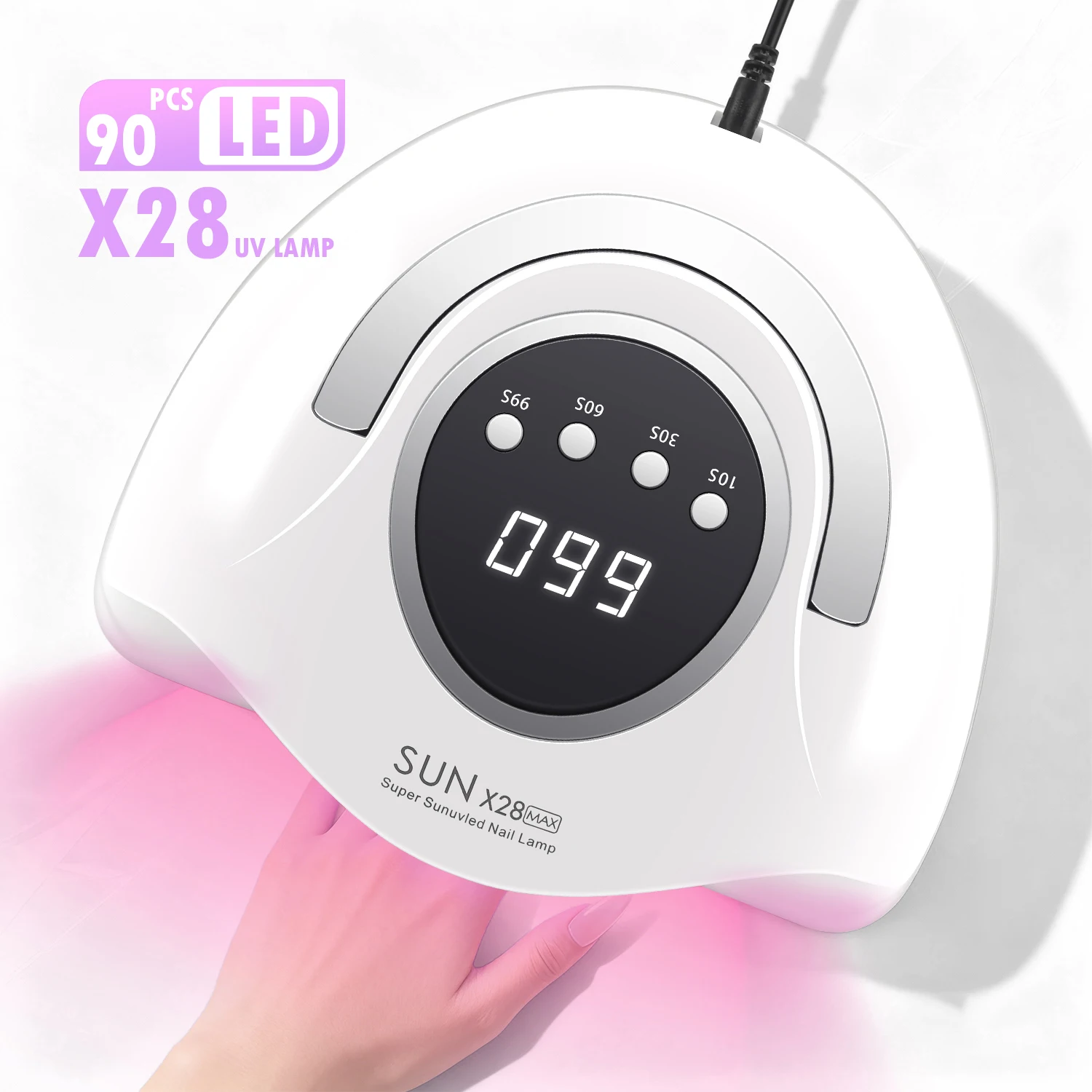 다이애나뷰티 UV 네일 램프 90 LED 휴대용 네일 건조기 4가지 타이머 모드 및 스마트 센서 UV 라이트 네일 매니큐어 램프 도구