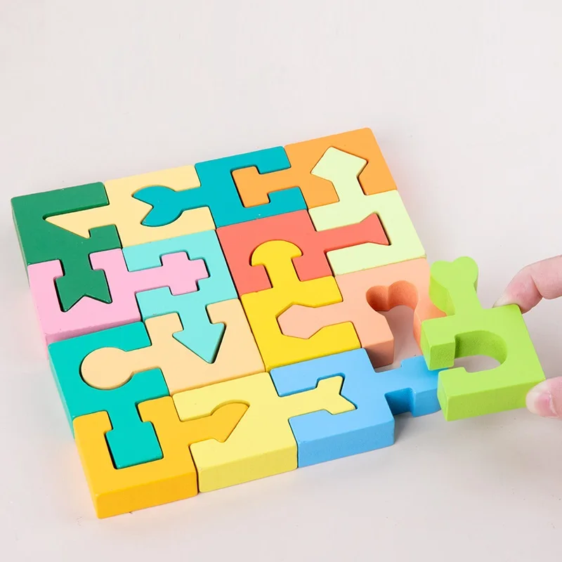 Kids Montessori Toys 3D Wooden Puzzle Shape Matching Assembled Building Blocks Logical Thinking Space Training Educational Toys