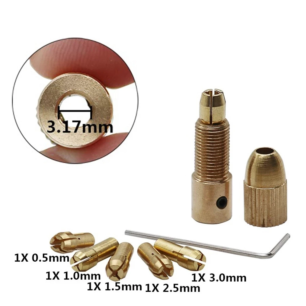 0.5mm-3.0mm  6pcs/set Electric Motor Shaft Mini Drill Chuck Fixture Small To Drill Bit Micro Chuck Fixing Device