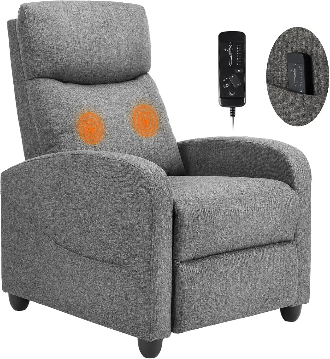 

Massage Recliner Chair for Adults, Adjustable Home Theater Seating with Lumbar Support, Small Recliners for Small Spaces