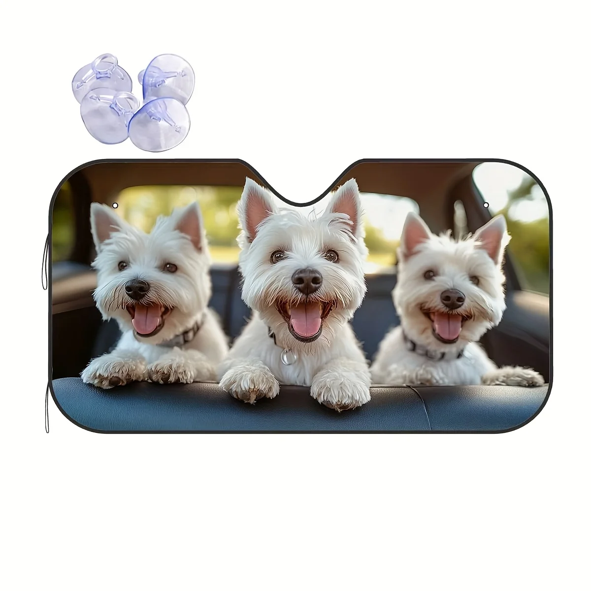 1pc West Highland White Terrier Car Sunshade - UV Protection & Heat Reduction, Easy-to-Install Windshield Window Shade, Durable