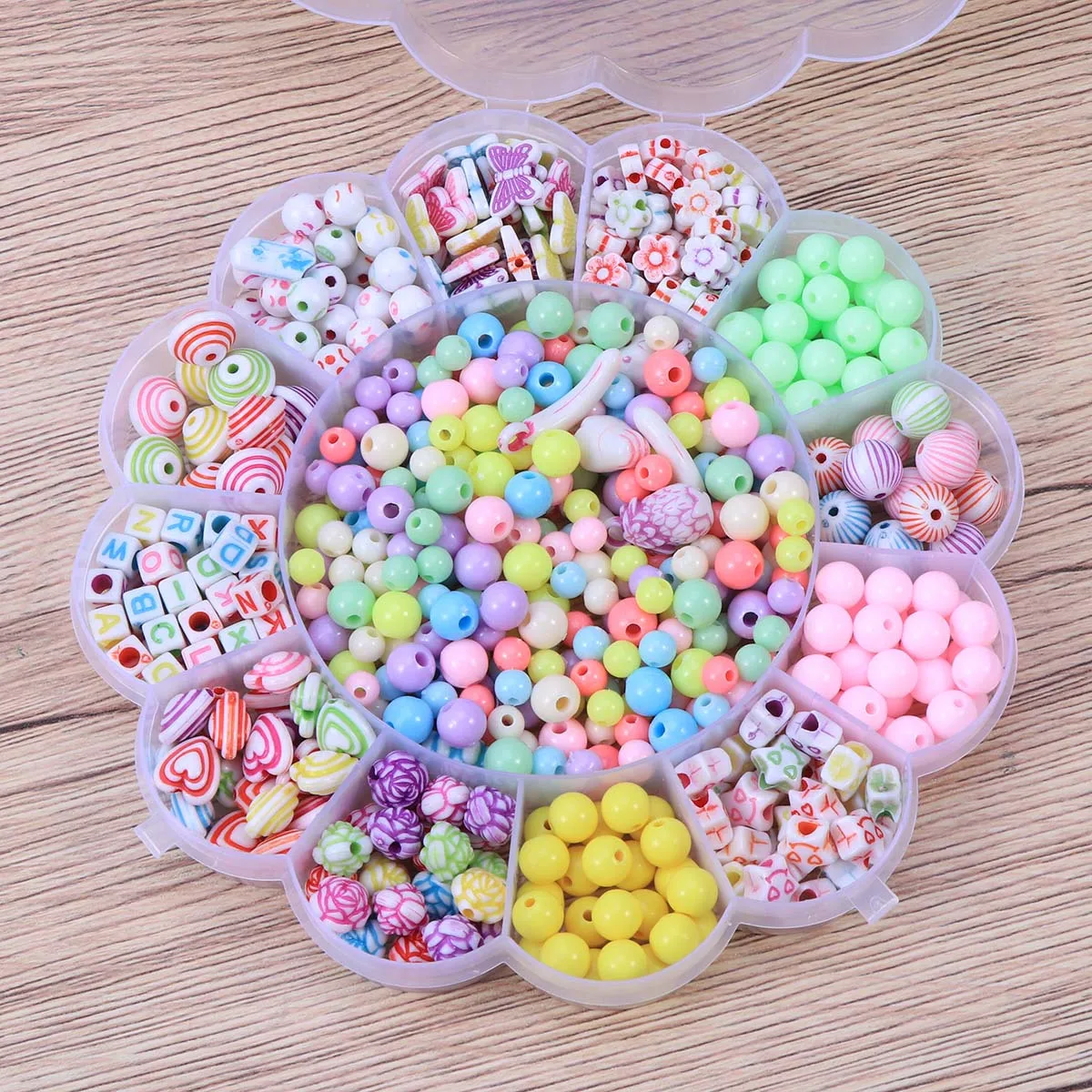 

1Set Children's Educational Bead Set Assorted Colors Shapes Jewelry Making Craft Beads Kits DIY Bracelet Necklace Hair