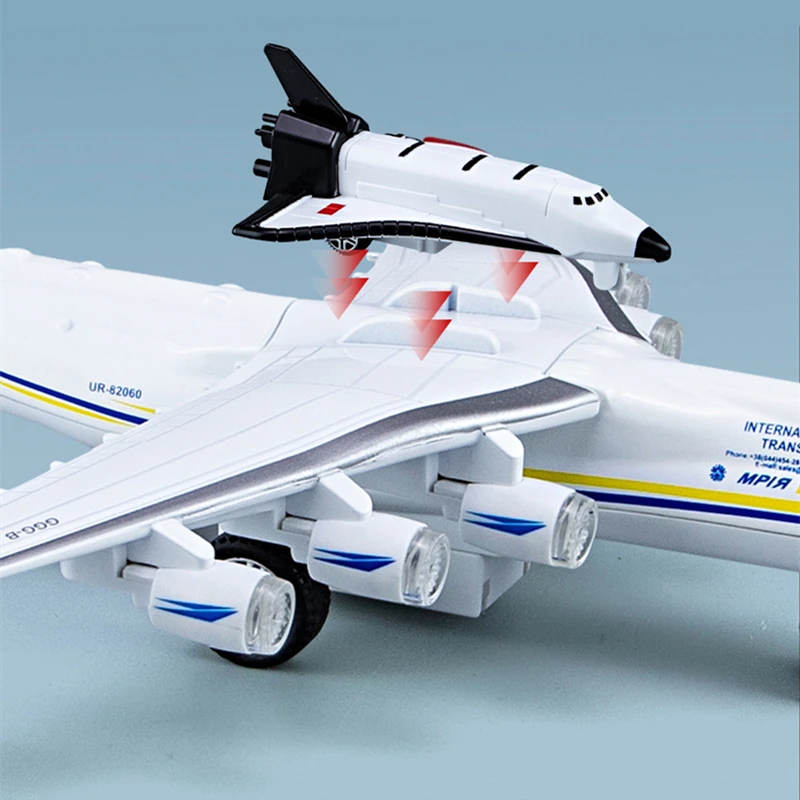 Modelo de avión de aleación An-225 Mriya, avión grande de transporte aéreo, modelo volador de Metal, simulación de sonido y luz, regalo para niños