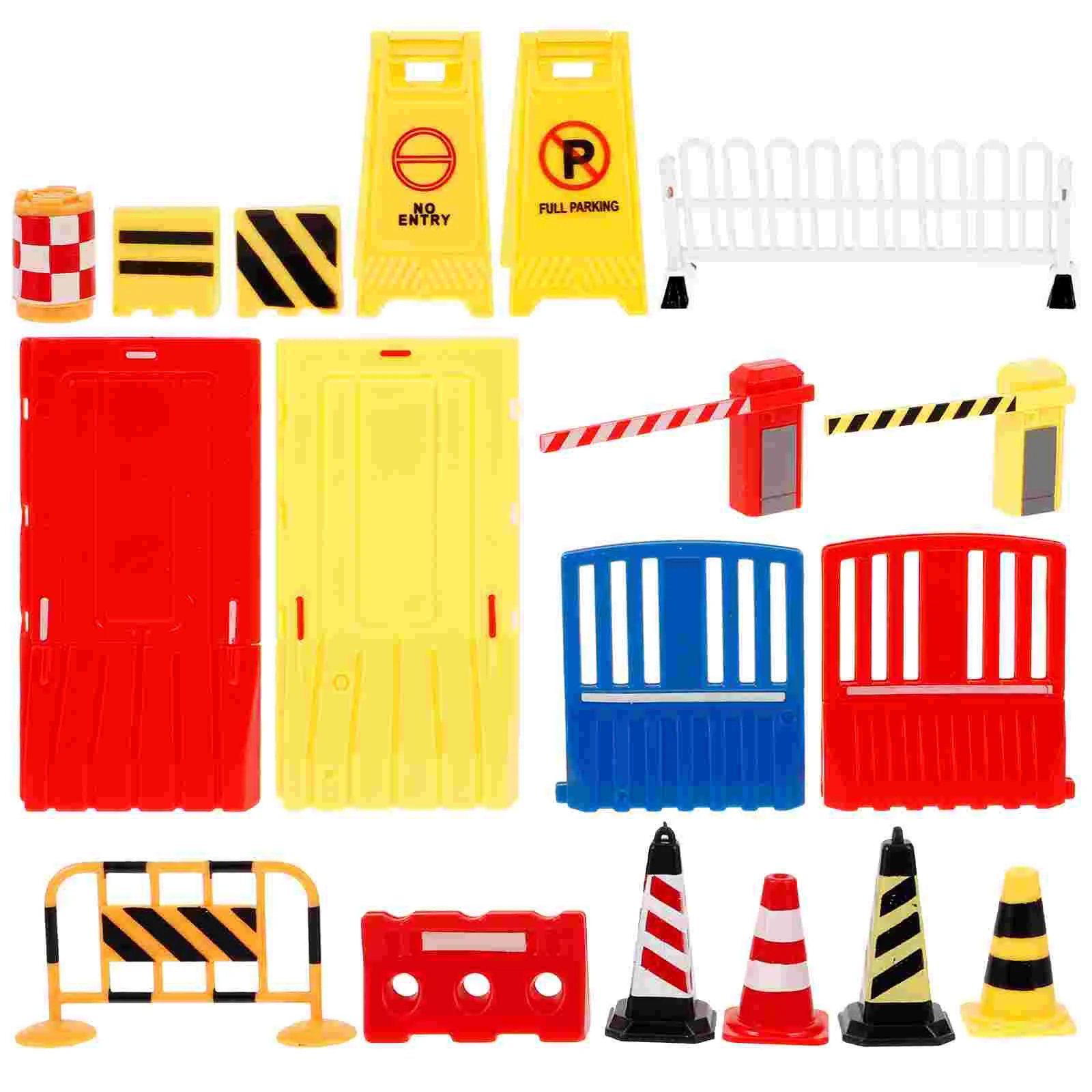 

32 Pcs Simulated Traffic Barricades Mini Toys Simulation Model Cone Miniature Sign Landscape Plastic Kids Road Tiny Child Signs