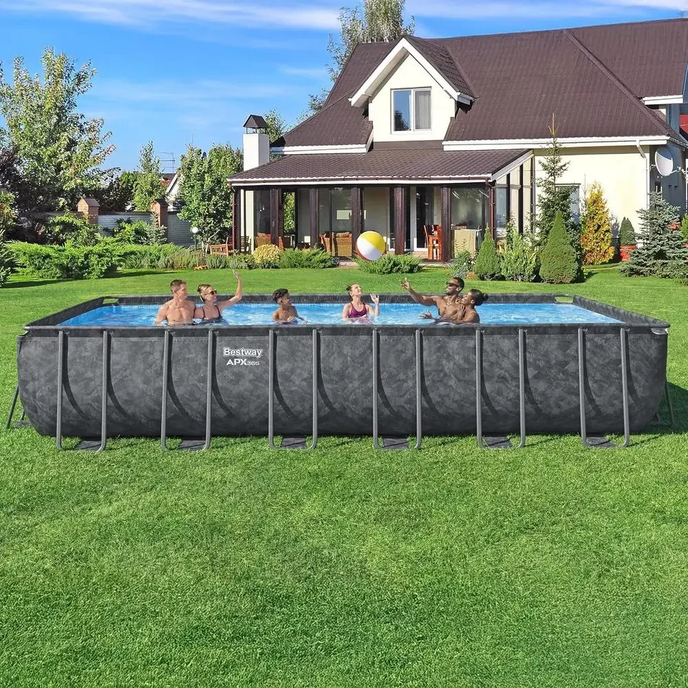 24' x 12' Above Ground Swimming Pool Set with Metal Frame, Sand Filter Pump, Ladder, and Cover