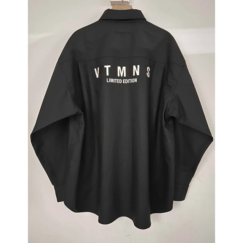 

2025 VT Limited Edition Logo Printed Women Men Thick Long-staple Cotton Shirt Oversized Men Casual Shirts For Autumn Winter