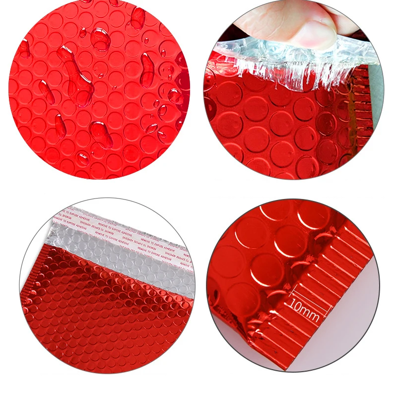 Leteveok 50/25pcs Bubble Mailers Shipping Bags for Small Businesses Gift Cushioning Packaging Red Aluminized Envelopes