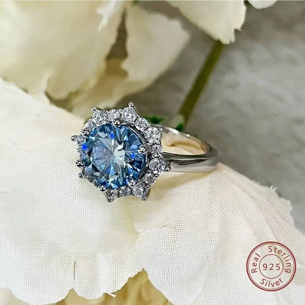 JoyceJelly Luxury 3 Carat Moissanite Diamond Jewelry S925 Sterling Silver Wedding Ring For Women Flower Shaped Design Size5-9
