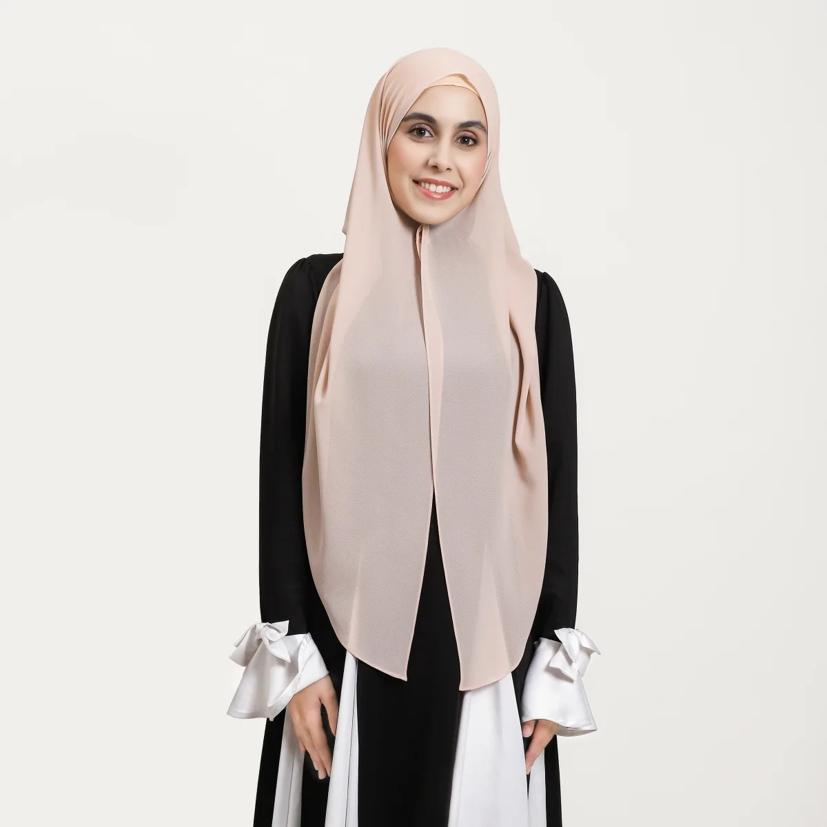 

Set High Quality Solid Color Pearl Chiffon Magnetic Clasp Cap Scarf Convenient Headscarf Muslim Hijab Instant Shawls Wrap Amira