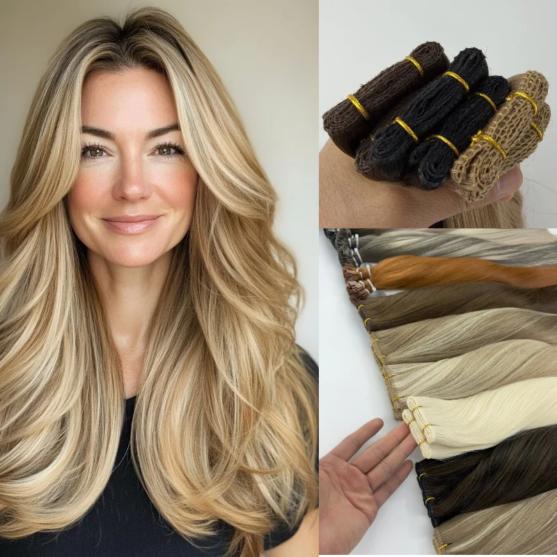 

100% Human Virgin Hair Super Genius Weft 20inch 100g #TBF #TTA Pre Stitched Hairpiece Better Drape & Volume Boost Wholesale