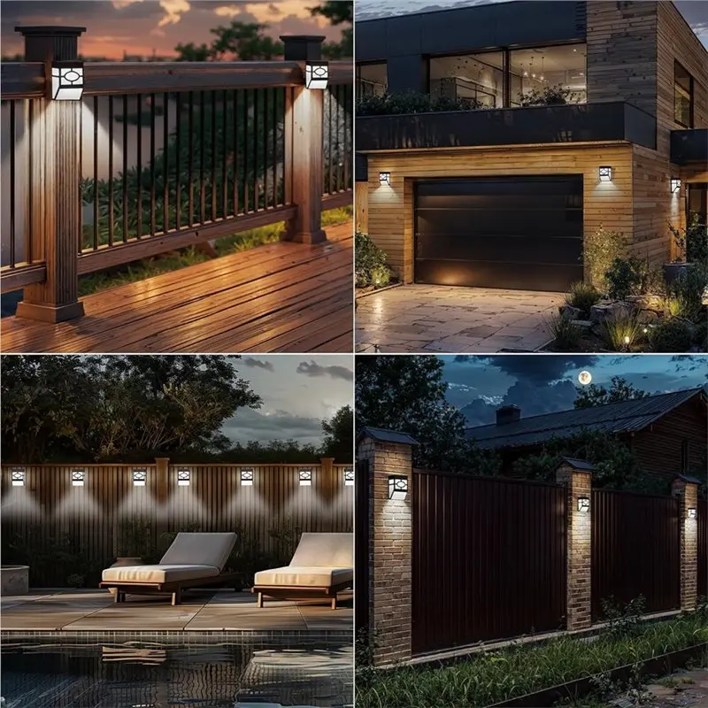 HRBAJ-Outdoor Garden Path Landscape Wall Mount LED Lights 8Pcs Solar Powered Yard Lamp, Brand New High Quality