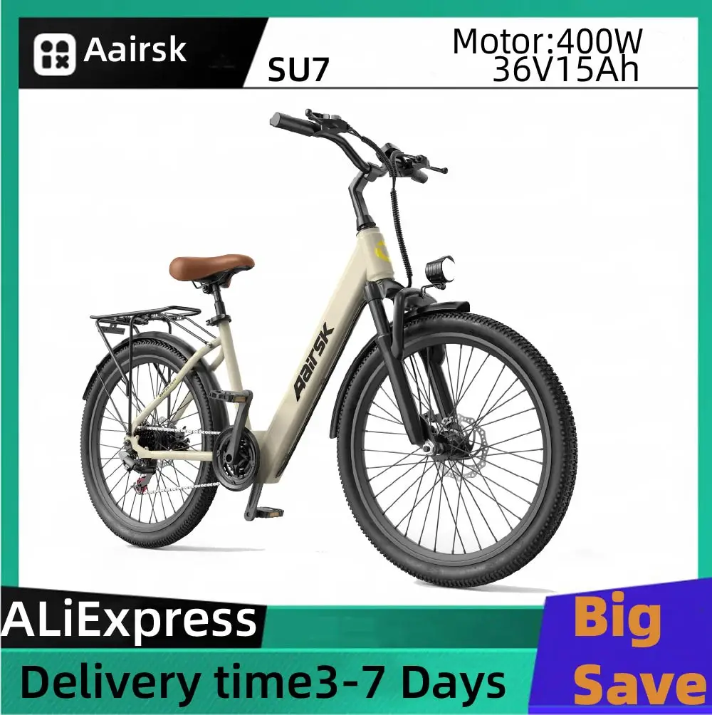 

Aairsk SU7 Adult E-bike 400W Motor Ebike 36V 15Ah Battery Electric Bike 24 Inch Tire Women's Electric bicycle