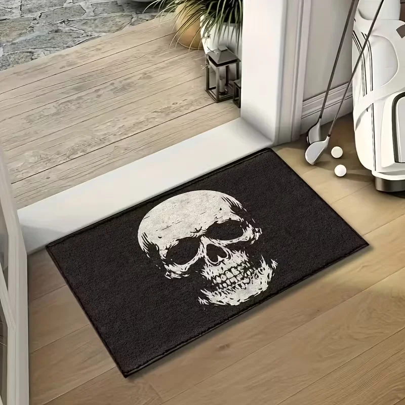 Skeleton Patterned Non Slip Bath Mat Machine Washable Suitable for Bathrooms Kitchens Showers Home Decor Carpets