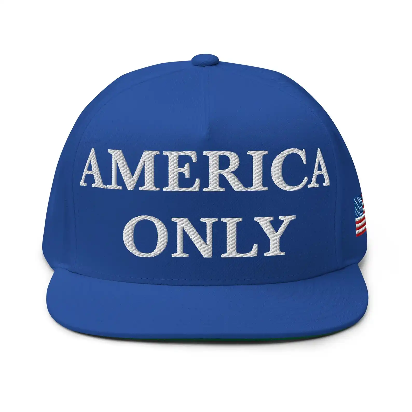 Patriotic USA Flag Embroidered Adjustable Snapback Cap, America Only Hat America First