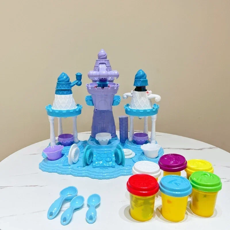 Disney-máquina para hacer helados mágicos, juegos de plastilina de arcilla de colores, Frozen, Elsa, Noria, casa de juegos, juguete, regalo para bebé