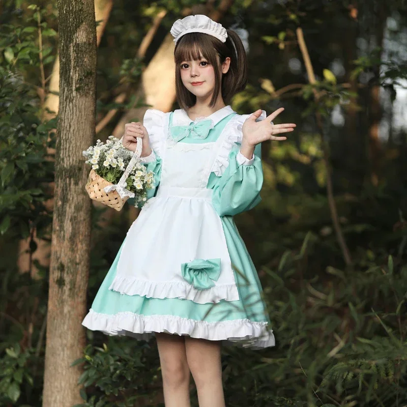 Japanese anime kawaii maid dress women plus size Gothic Lolita Halloween Swett lace coffee waitress princess party stage outfits