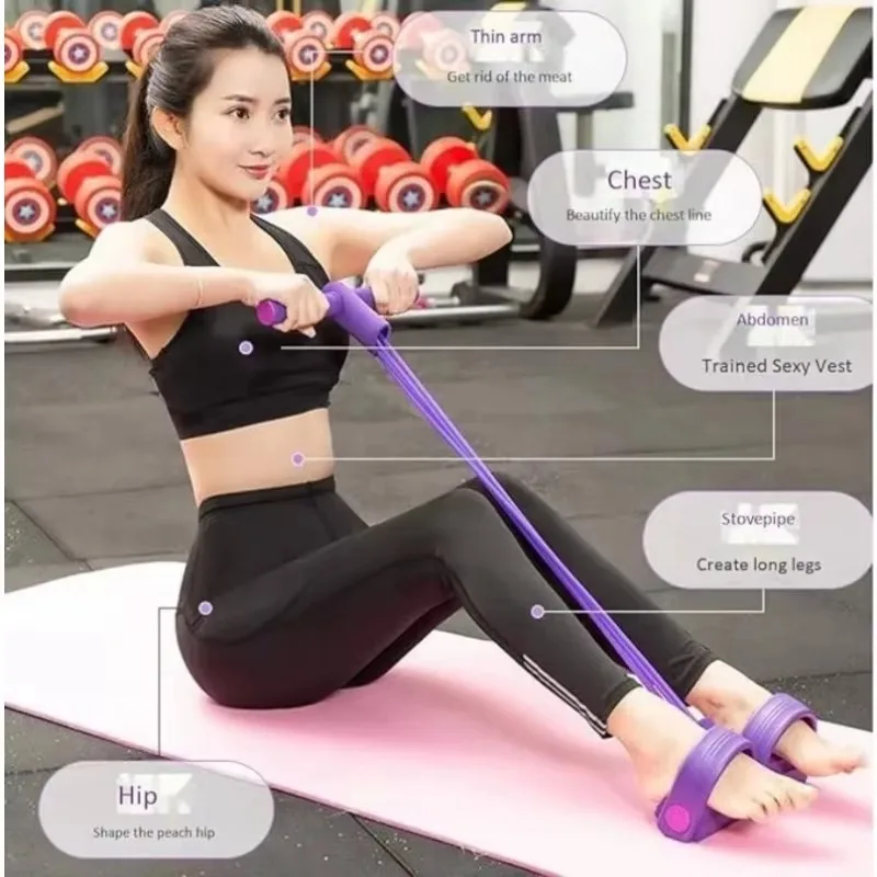 2pcs Pedal Resistance Band 4/6 Tube Gym Resistance Bands  Pilates Training Equipment Agility Training Gym Equipment for Home