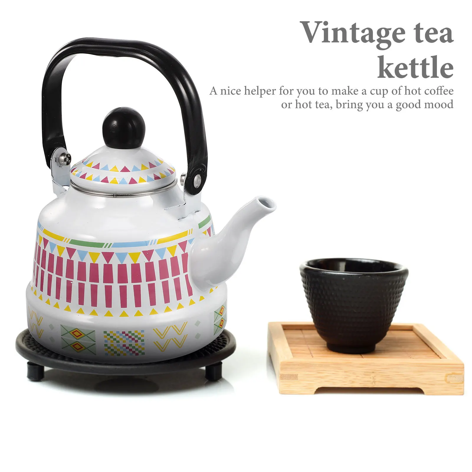 

Enamel Stovetop Tea Kettle Vintage Water Kettle Daily Use Hot Beverage Tea Pot for One Person Hotel Teakettle