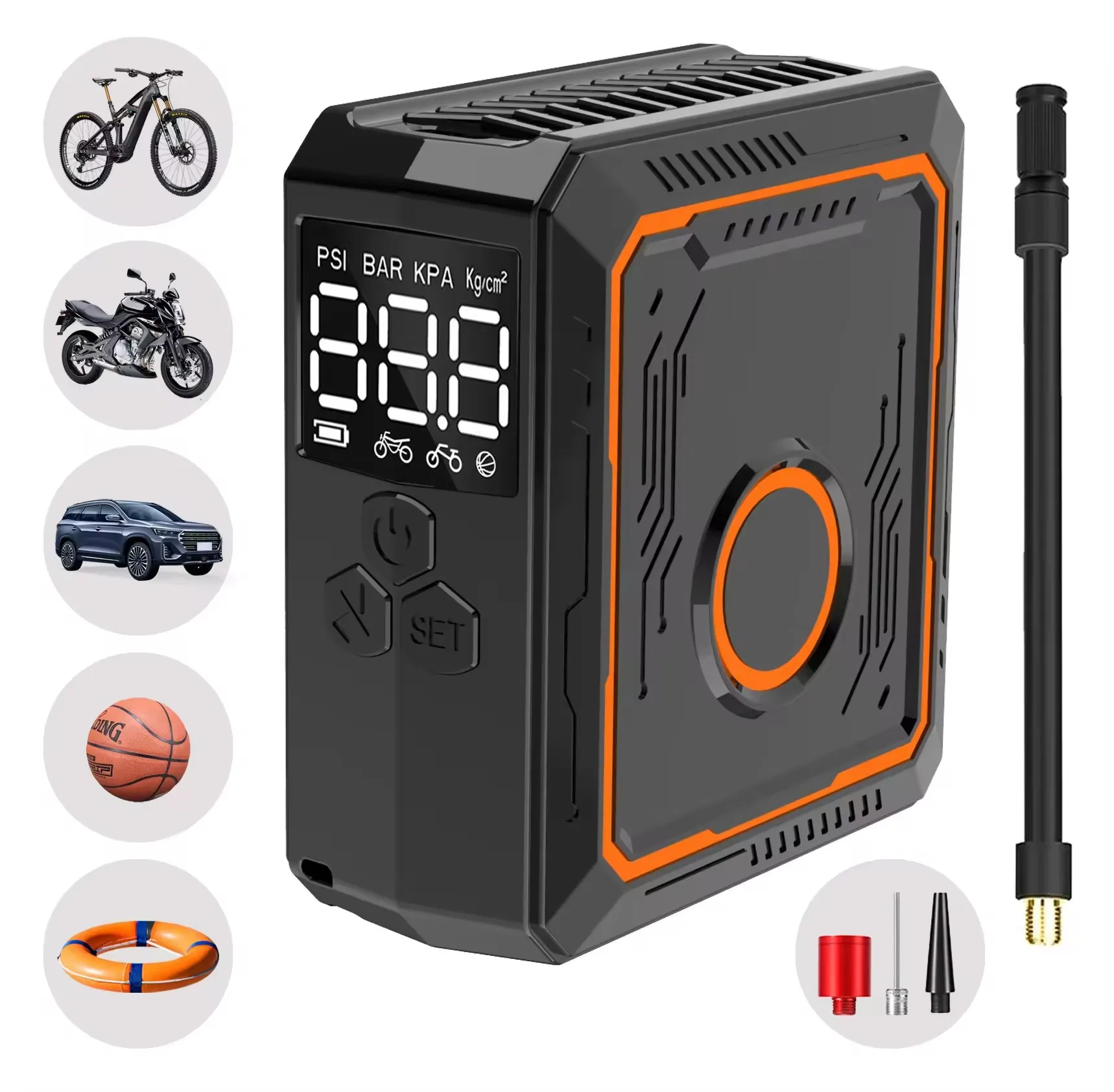 

Top Quality Motorcycle Bicycle Smart Tire Inflator Portable Air Compressor Air Pump For Car Tires With Tire Pressure Gauge