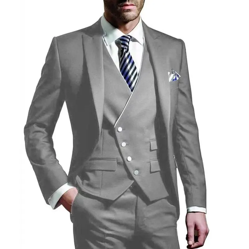 

Men Costumes High Quality 2024 Blazer Vest And Pants 3 Pieces Business Ceremony Evening Dress Wedding Slim Fit Men's Suit Set