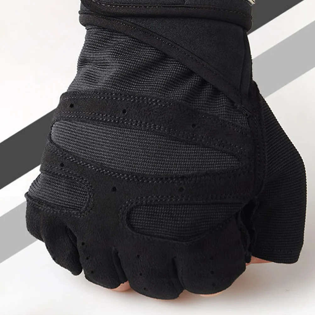 

1 Pair Sport Half-Finger Gloves Black L Size Fitness Gloves For Mountain Climbing Weightlifting Riding Shock-Absorbing Durable