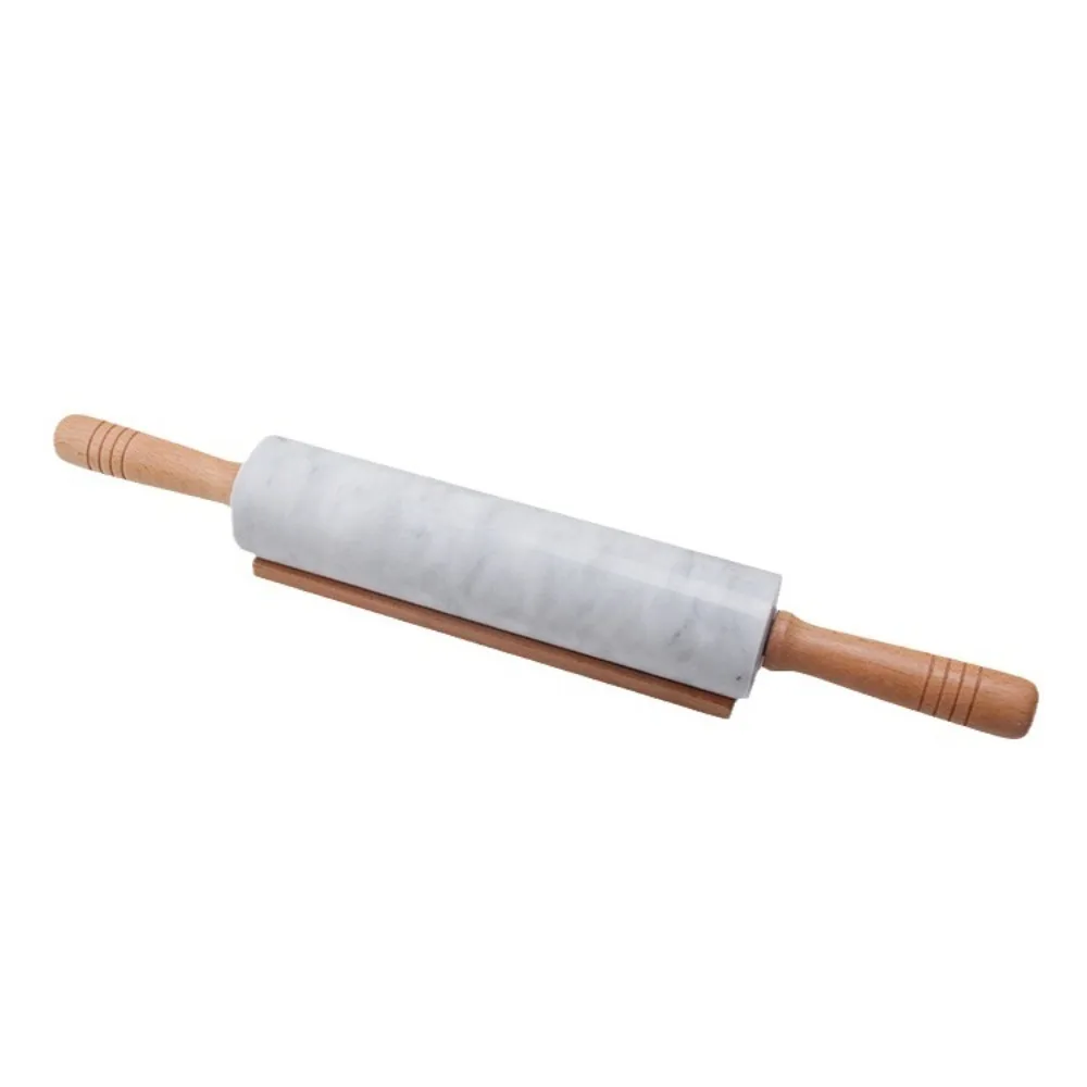 

Durable Wooden Handle Marble Rolling Pin Nonstick with Storage Base Dough Roller Smooth Surface Rolled-out Dough Stick Pie