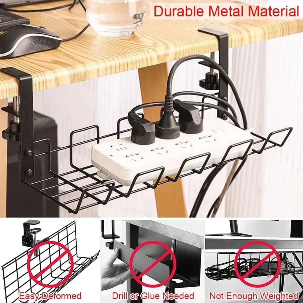 1PC Outlet Holder Hanging Rack Under Table Storage Rack Bottom Shelf Cable Rack Line Finishing Home Office Desk Wire Organizers