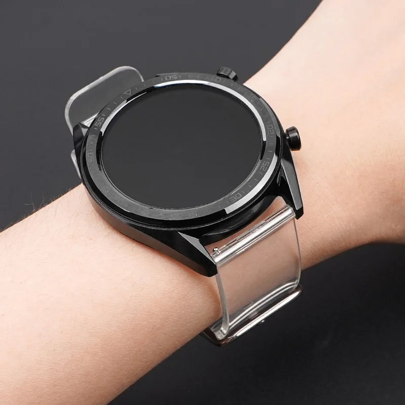 20mm 22mm Transparent Resin Strap Quick Release Stainless Steel Buckle Sport Band for Samsung Galaxy Watch6 Huawei Watch 3 4 pro