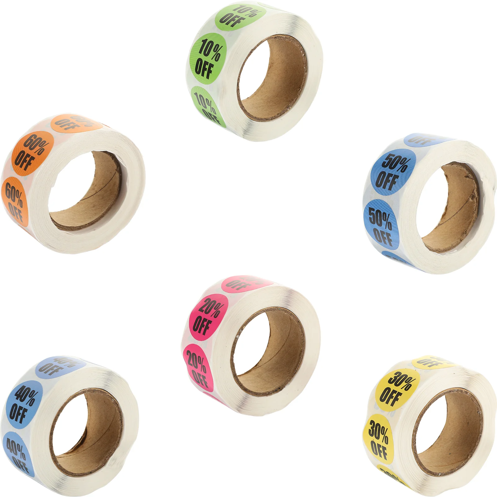 6 Rolls Stickers Discount Sale Signs for Retail Store Colorful The Circle Supermarket Price Label