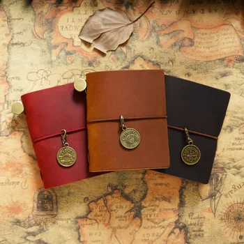 Z notebooka podróżnika Mini notebooka z luźnymi wierzchnia warstwa ze skóry kieszonkowymi notatnikami dla studentów