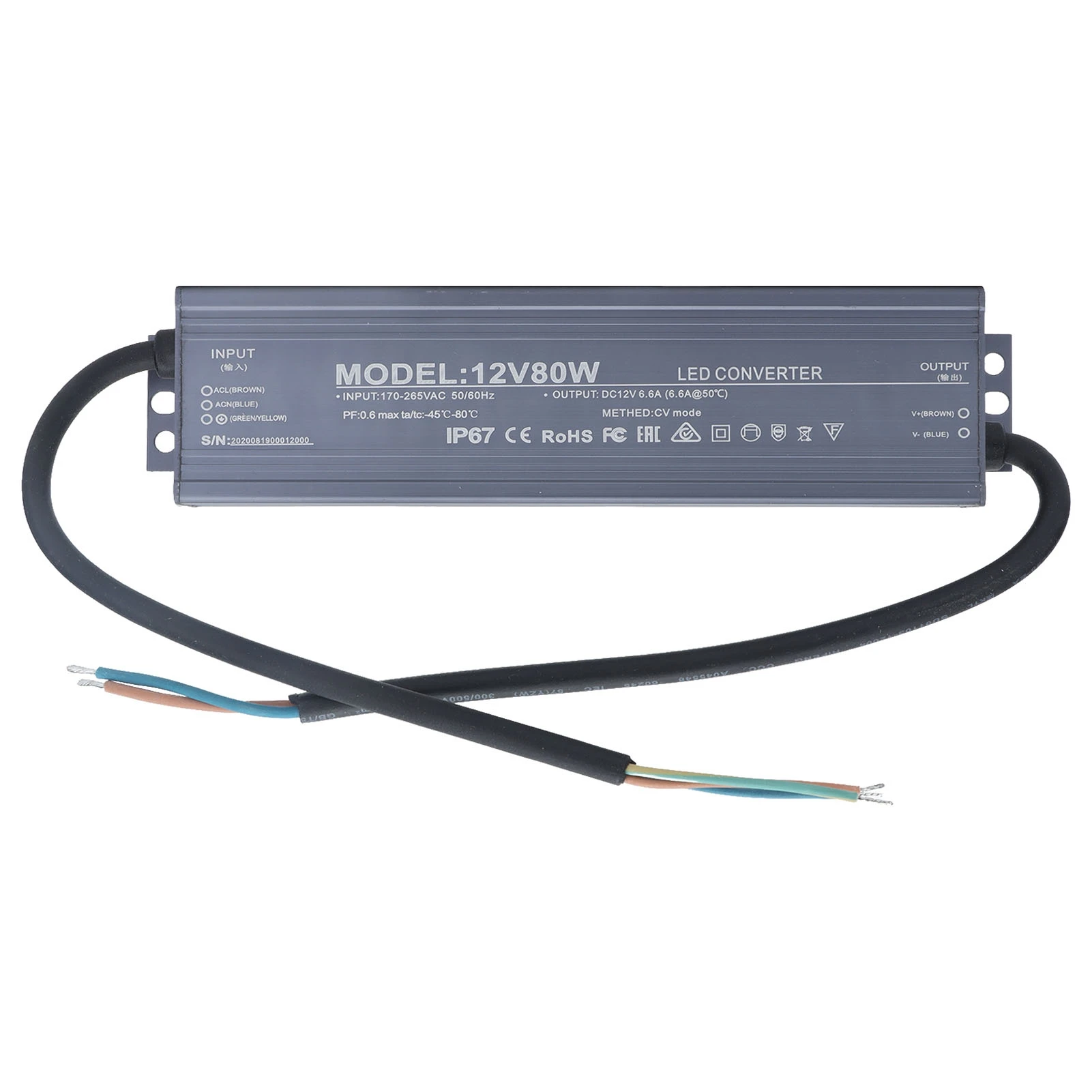 IP67 Waterproof Power Supply LED Driver Transformer Light Voltage Converter AC170‑265V Input