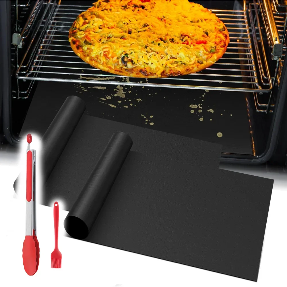 Non-stick BBQ Grill Mat Baking Mat Barbecue Tool Cooking Grilling Sheet  Kitchen BBQ Tool,Silicone Oil Brush Food Tongs,4pc/set